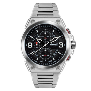 Infantry Chronograph Men's Watch - Black, Silver waterproof IN-CHR-S-S