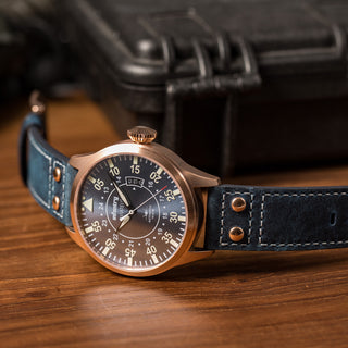 infantry automatic mechanical aviator watch AVR-004-GD-BLU-L-07