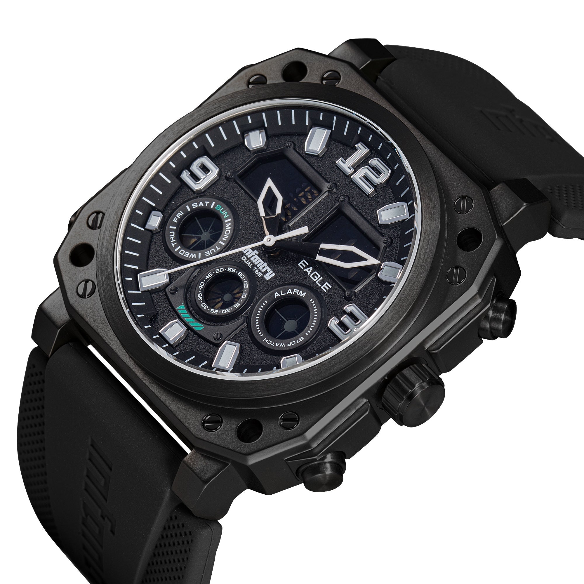 Revolution Eagle Dual Time Watches Waterproof Black Infantry infantryco timepieces