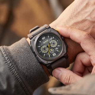 Revolution AeroChron aviation watch grey on wrist REVO47-CHR01-BK-GYR1