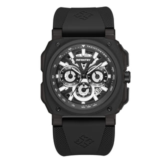 Square pilot instrument watch black Infantry Revolution REVO47-CHR03-BK-01