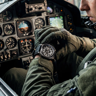 Square pilot instrument watch black Infantry Revolution REVO47-CHR03-BK-02