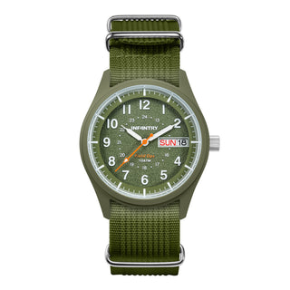 infantrry military field watch with date day display green nato REVO-FW01-GN-GNN-01