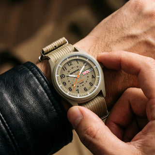 infantry military field watch desert on wrist REVO-FW01-SD-SDN-04