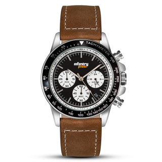 infantry plus chronograph racing watch black brown INP-002-06