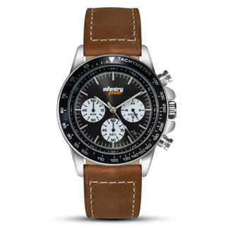 infantry plus chronograph racing watch black brown INP-002-09
