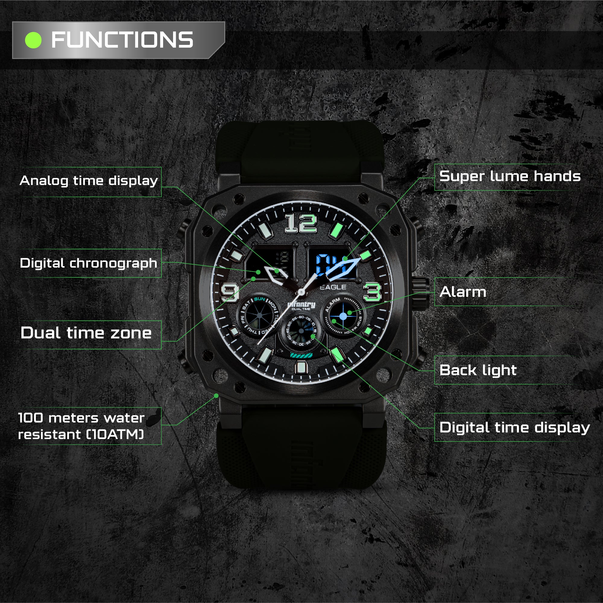 stahl gear watch Extra Large Face Mens Digital Watches Waterproof
