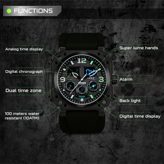 infantry revolution analog-digital watch function FS-011-BLK-R