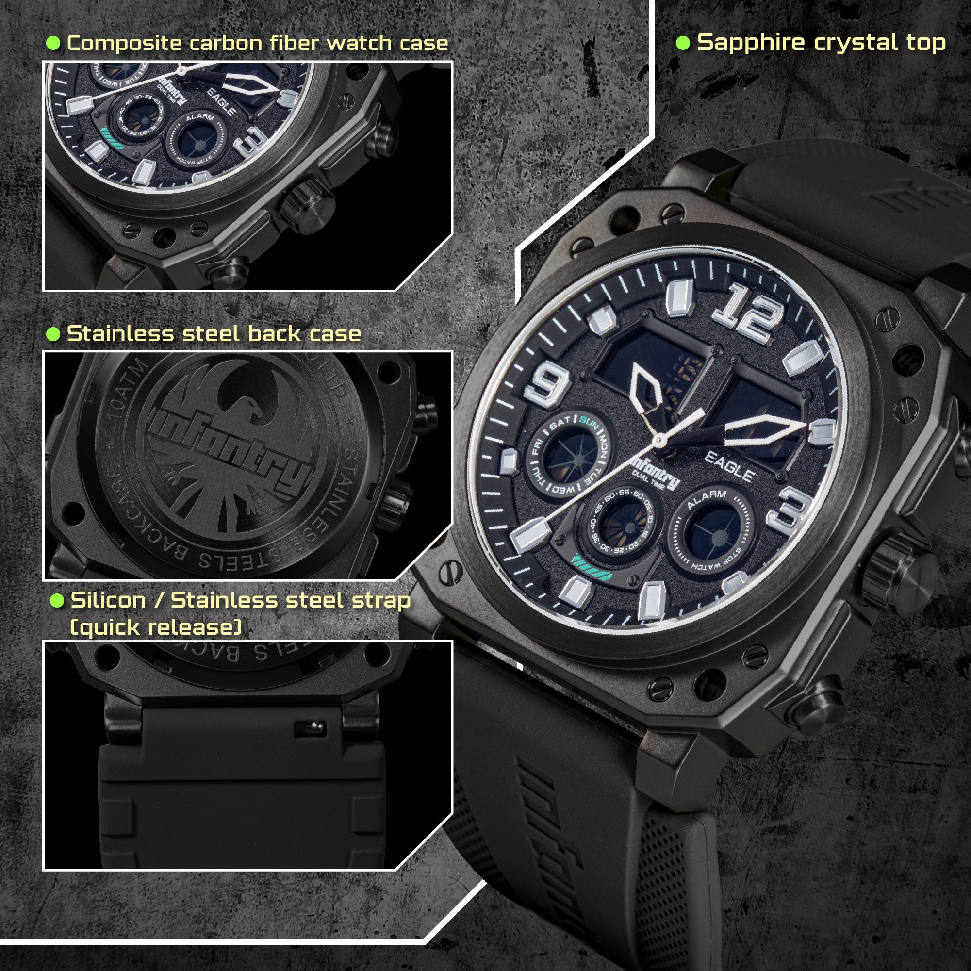 stahl gear watch Extra Large Face Mens Digital Watches Waterproof