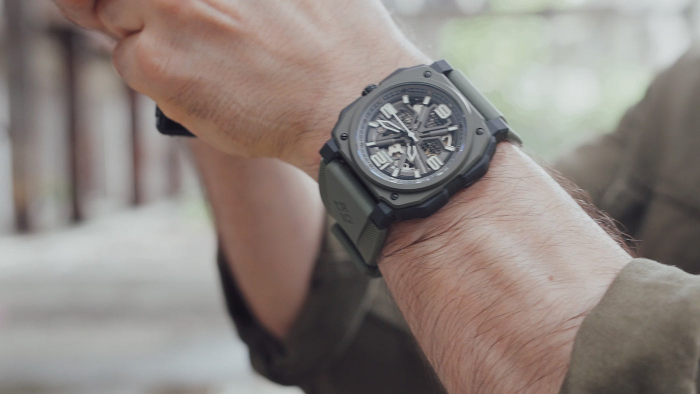 infantry  SkeleTrak Pro skeleton mechanical watch REVO47-SKL01