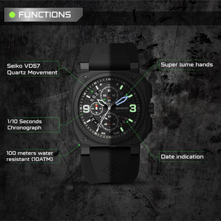 revolution chronomaster II military watch function REVO47-CHR02VD-BK