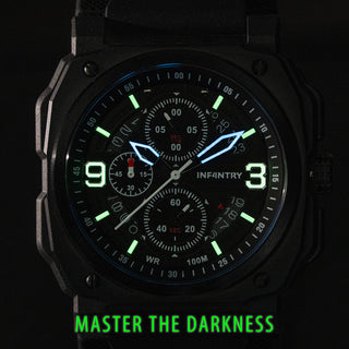 revolution chronomaster II military watch glow in the dark REVO47-CHR02VD