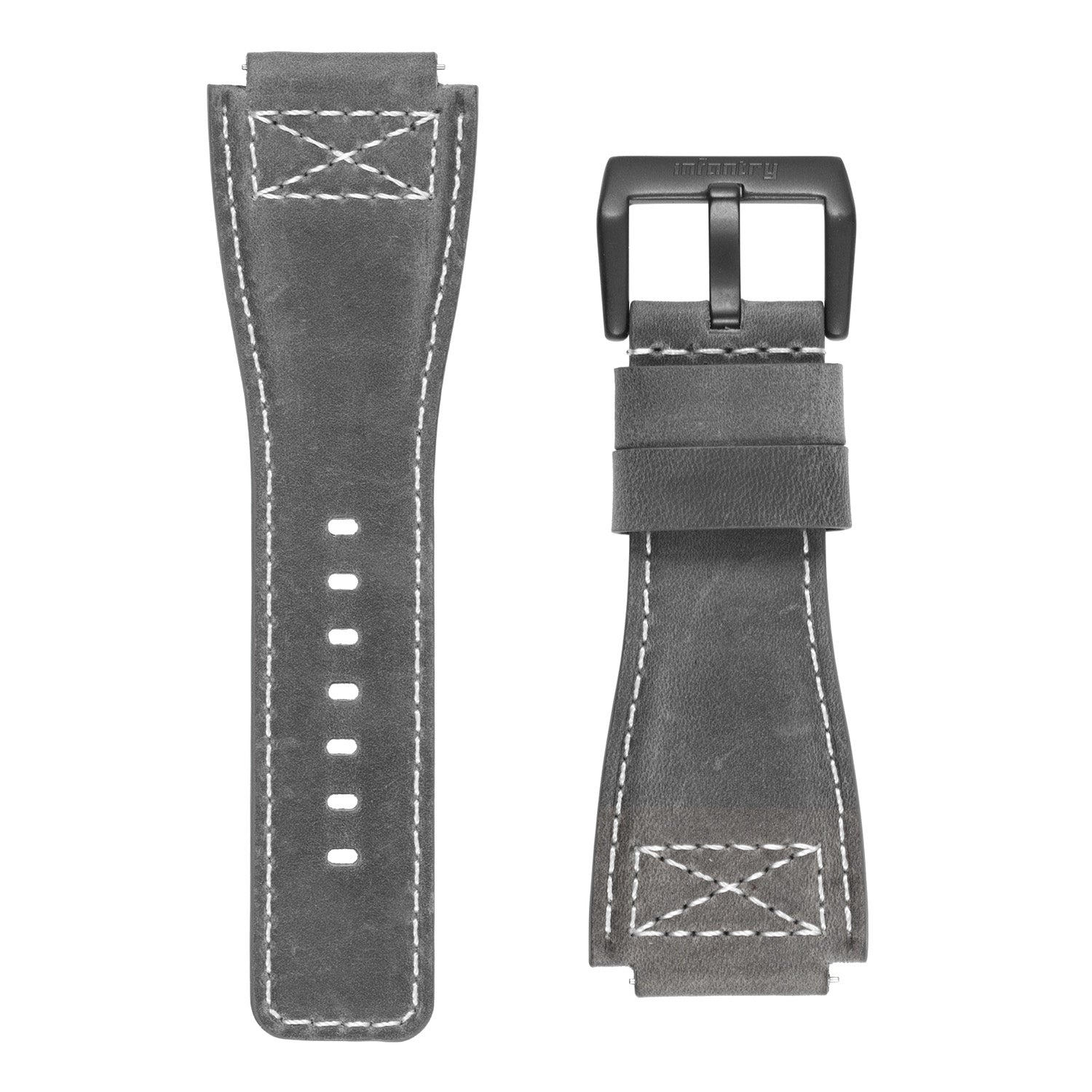 MOD 47 watch strap - Grey Leather